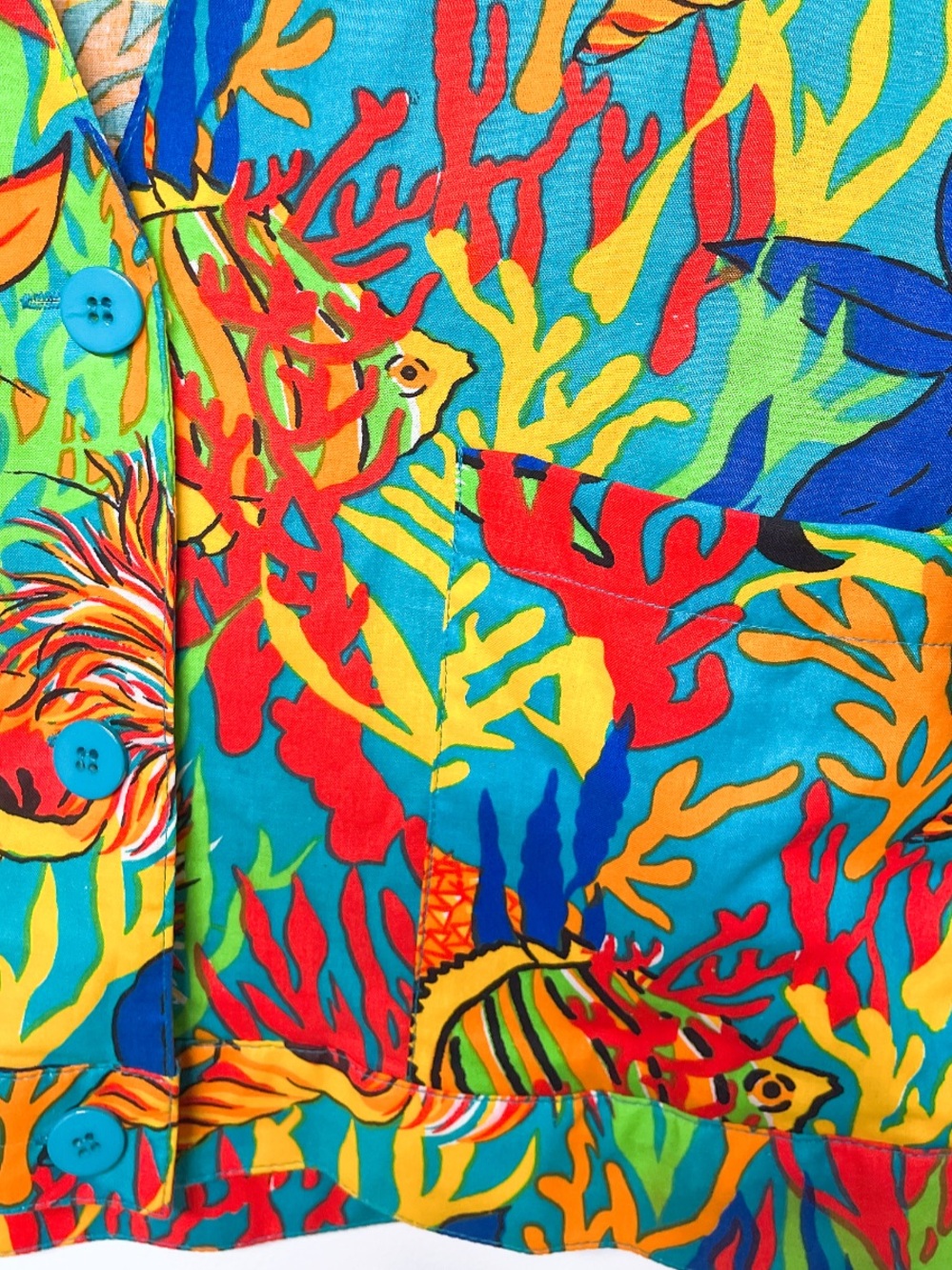 Vitage That’s Me Tropical Reef Print With Seashells Coral Jacket Women’s 7/8 - Picture 5 of 8